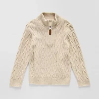 Okie Dokie Boys Mock Neck Long Sleeve Toddler Quarter-Zip Pullover Sweater