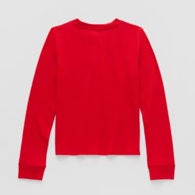 Thereabouts Little & Big Kid Girls Crew Neck Long Sleeve Regular Fit Graphic T-Shirt