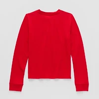 Thereabouts Little & Big Kid Girls Crew Neck Long Sleeve Regular Fit Graphic T-Shirt