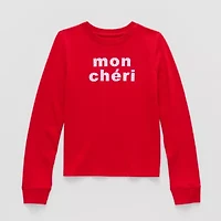 Thereabouts Little & Big Kid Girls Crew Neck Long Sleeve Regular Fit Graphic T-Shirt