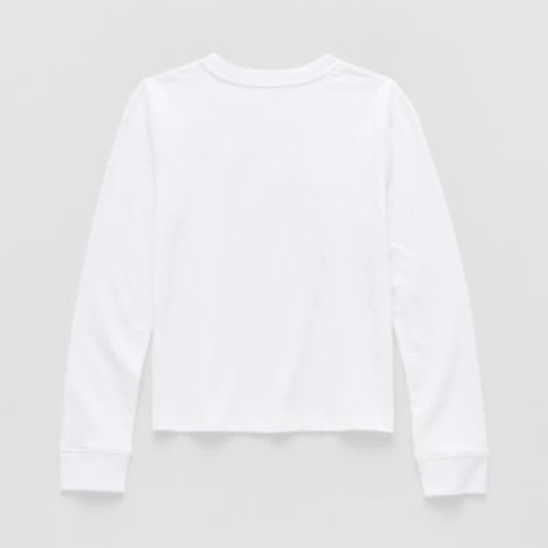 Thereabouts Little & Big Kid Girls Crew Neck Long Sleeve Regular Fit Graphic T-Shirt