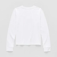 Thereabouts Little & Big Kid Girls Crew Neck Long Sleeve Regular Fit Graphic T-Shirt
