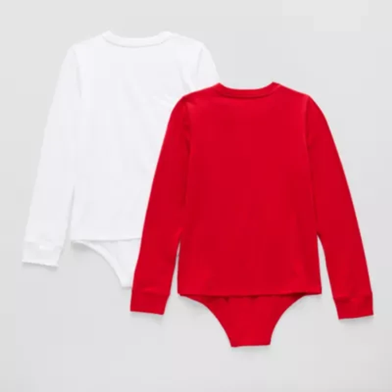 Thereabouts Little & Big Kid Girls Round Neck Long Sleeve Adaptive 2-pc. Bodysuit
