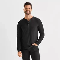 St. John's Bay Honeycomb Henley Mens Crew Neck Long Sleeve Classic Fit Thermal Top