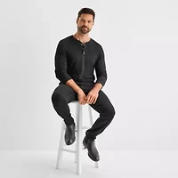 St. John's Bay Honeycomb Henley Mens Crew Neck Long Sleeve Classic Fit Thermal Top
