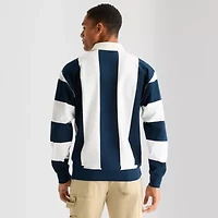 Arizona Mens Long Sleeve Regular Fit Spread Collar Striped Rugby Shirt