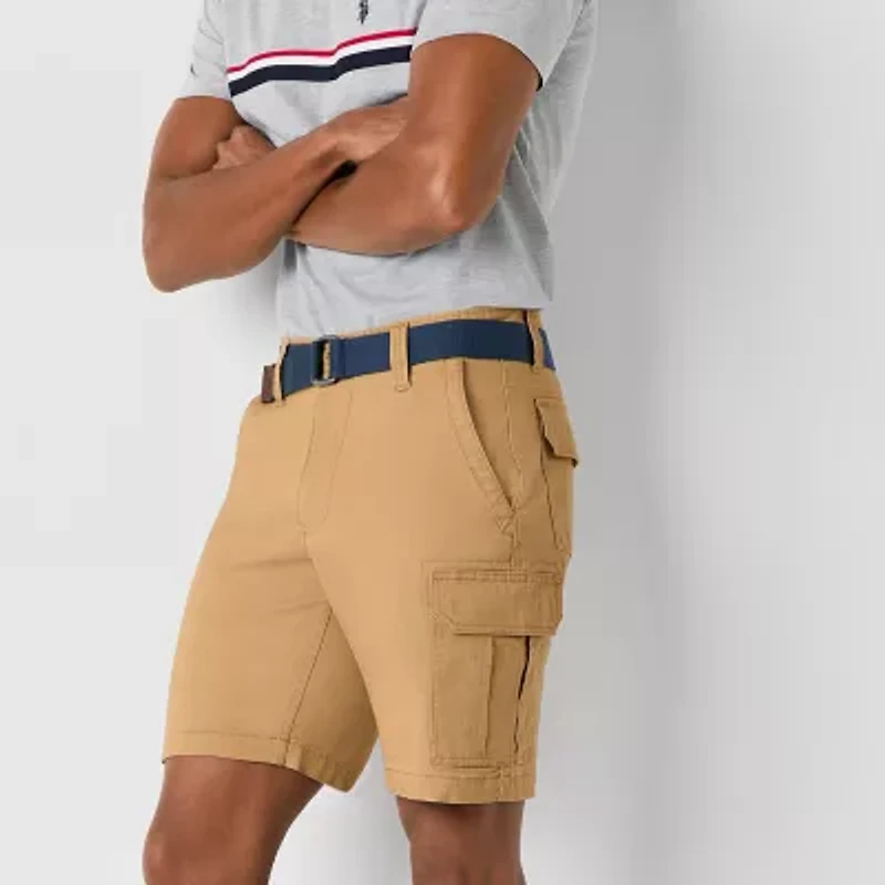 U.S. Polo Assn. Belted Mens 9 1/2" Stretch Fabric Cargo Short