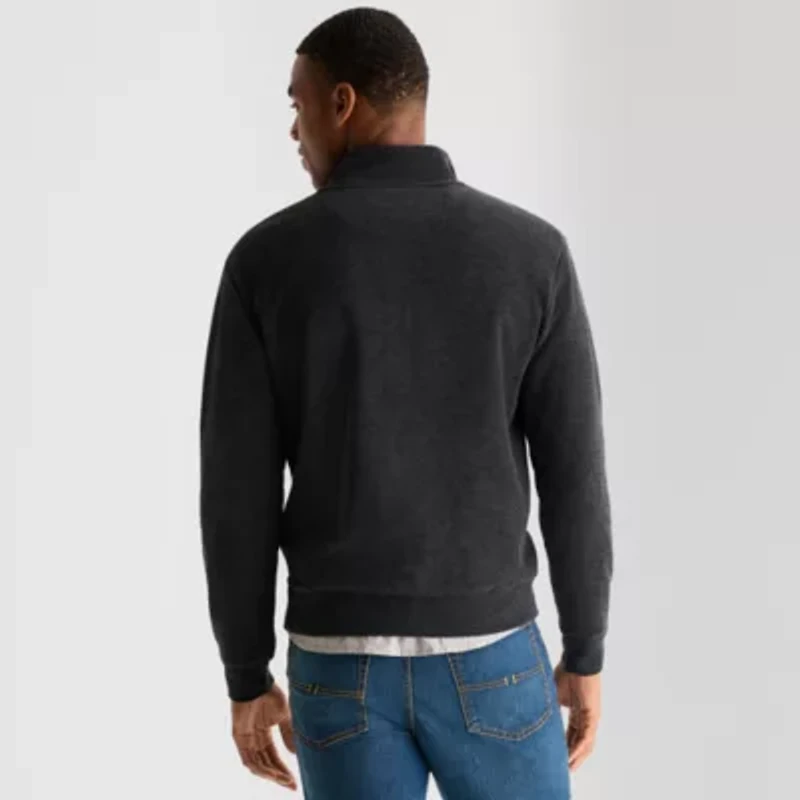 U.S. Polo Assn. Flatback Mens Mock Neck Long Sleeve Quarter-Zip Pullover