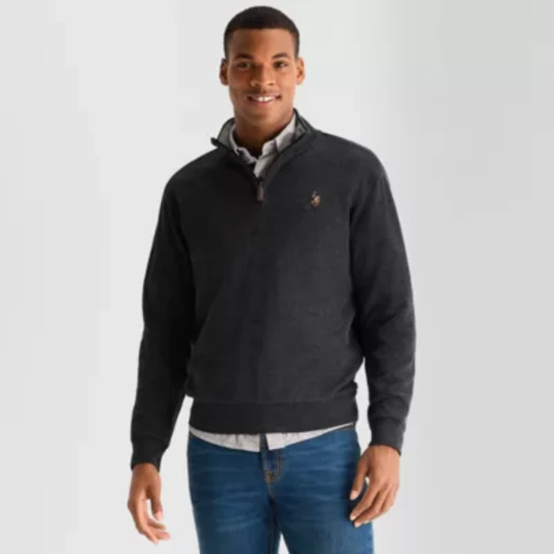 U.S. Polo Assn. Flatback Mens Mock Neck Long Sleeve Quarter-Zip Pullover