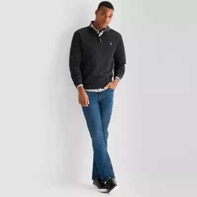 U.S. Polo Assn. Flatback Mens Mock Neck Long Sleeve Quarter-Zip Pullover