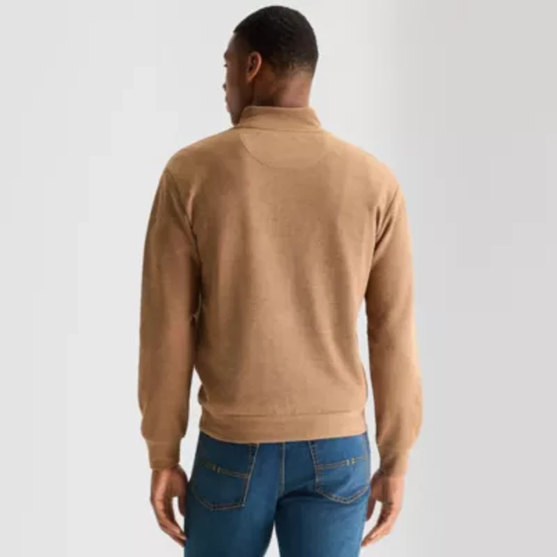 U.S. Polo Assn. Flatback Mens Mock Neck Long Sleeve Quarter-Zip Pullover
