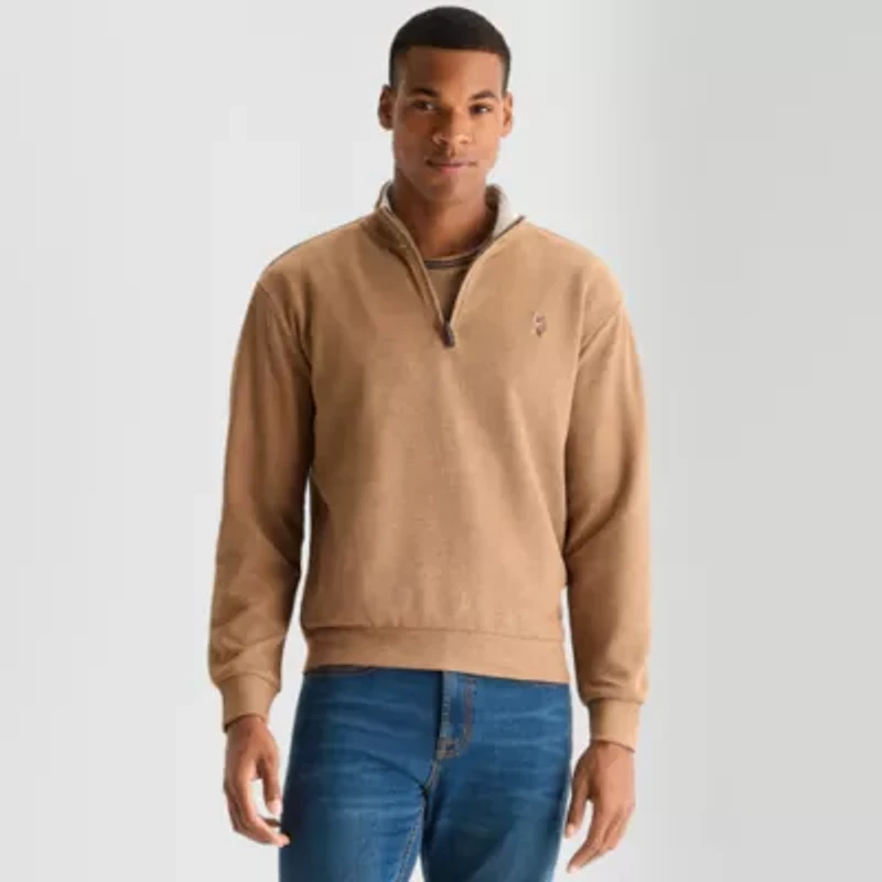 U.S. Polo Assn. Flatback Mens Mock Neck Long Sleeve Quarter-Zip Pullover