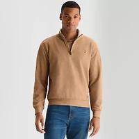 U.S. Polo Assn. Flatback Mens Mock Neck Long Sleeve Quarter-Zip Pullover