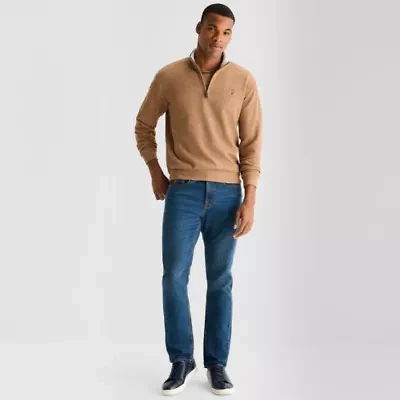 U.S. Polo Assn. Flatback Mens Mock Neck Long Sleeve Quarter-Zip Pullover