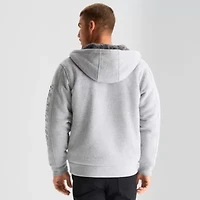 U.S. Polo Assn. Wordmark Sherpa Mens Long Sleeve Embroidered Fleece Zipper Hoodie