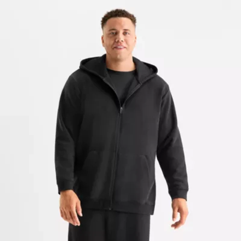 Xersion Quick Dr Cotton Fleece Mens Long Sleeve Zipper Active Big and Tall Hoodie