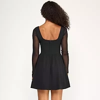 City Triangle Womens Long Sleeve Juniors Fit + Flare Dress