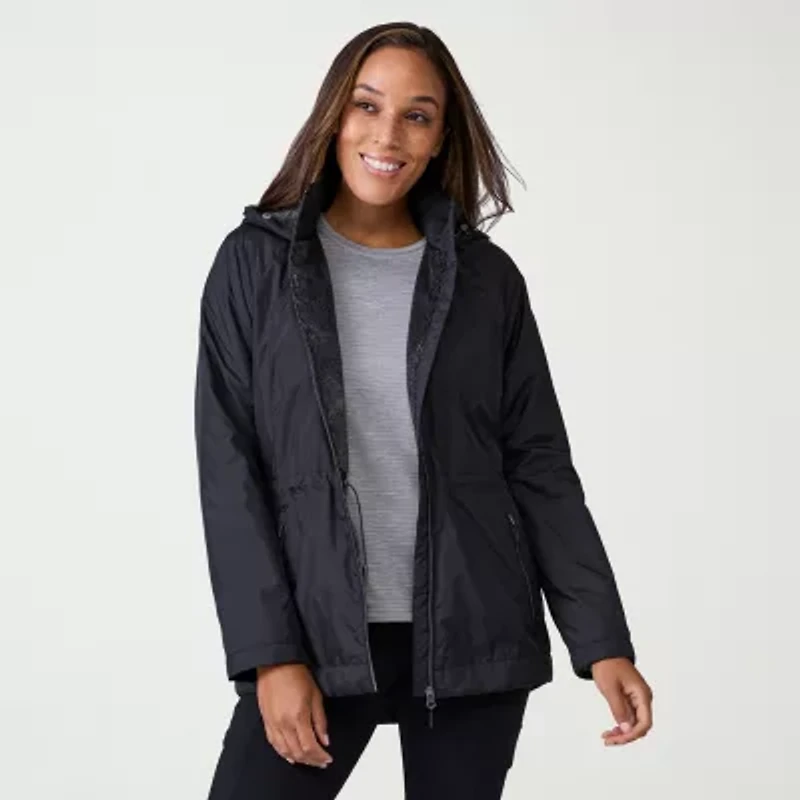 Free Country Womens Hooded Water Resistant Easy-on + Easy-off Lightweight Windbreaker