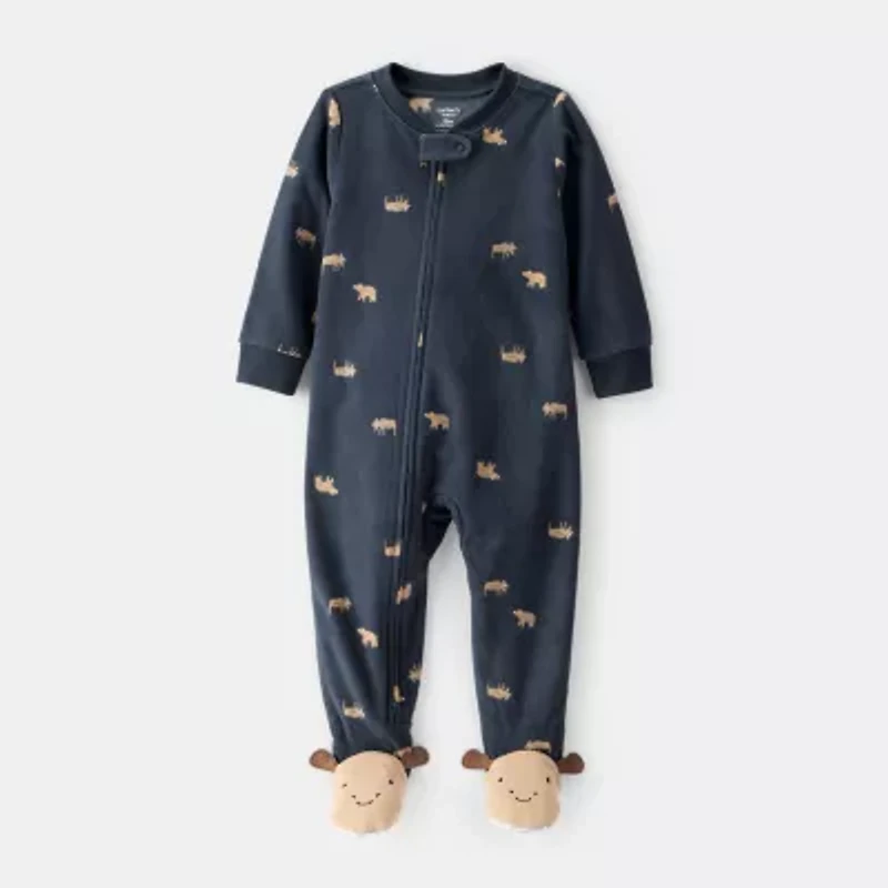 Carter's Baby Boys Footed Fleece Round Neck Long Sleeve One Piece Pajama