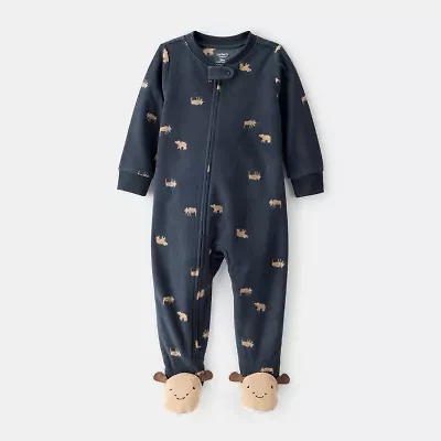 Carter's Baby Boys Footed Fleece Round Neck Long Sleeve One Piece Pajama