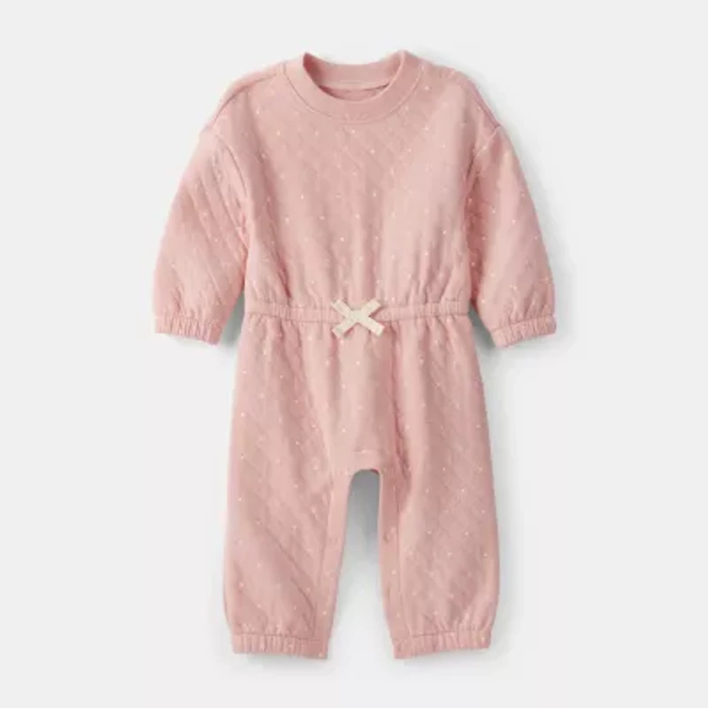 Carter's Baby Girls Round Neck Long Sleeve Jumpsuit
