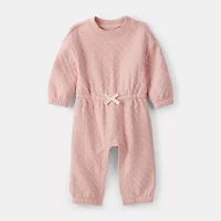 Carter's Baby Girls Round Neck Long Sleeve Jumpsuit