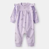 Carter's Baby Girls Round Neck Long Sleeve Jumpsuit