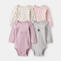 Carter's Baby Girls Round Neck Long Sleeve 4-pc. Bodysuit