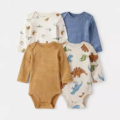Carter's Baby Boys Round Neck Long Sleeve Rib 4-pc. Bodysuit