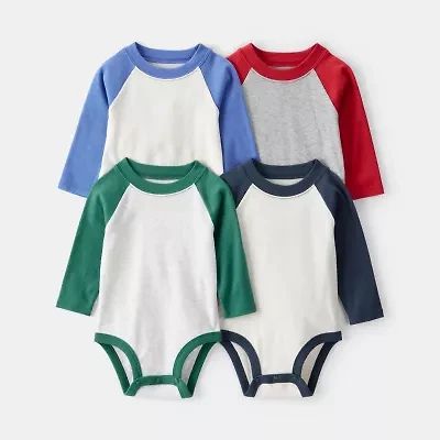 Carter's Baby Boys Round Neck Long Sleeve Rib 4-pc. Bodysuit