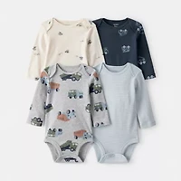 Carter's Baby Boys Round Neck Long Sleeve 4-pc. Bodysuit