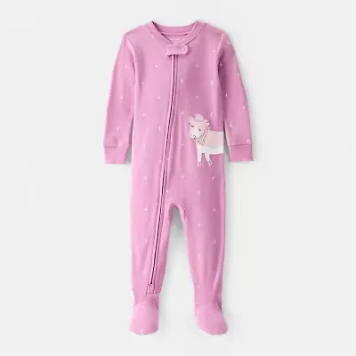 Carter's Baby Girls Footed Rib Round Neck Long Sleeve One Piece Pajama