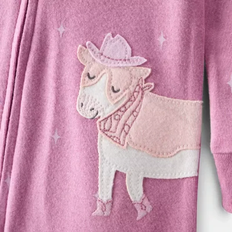 Carter's Baby Girls Footed Rib Round Neck Long Sleeve One Piece Pajama