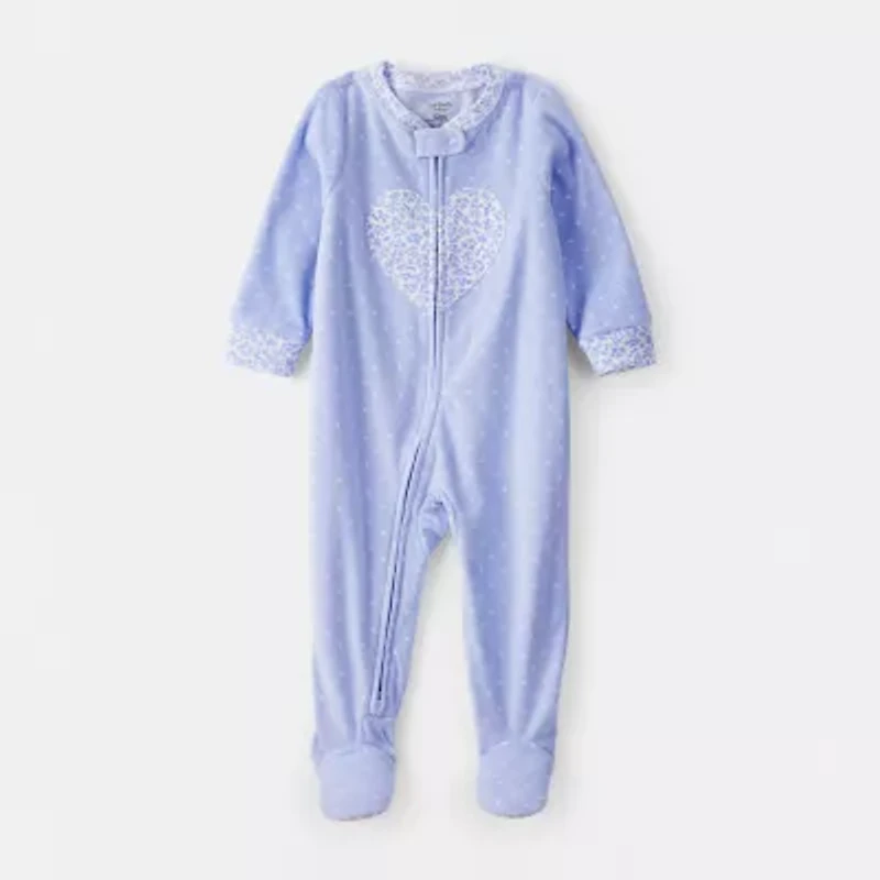 Carter's Baby Girls Footed Fleece Round Neck Long Sleeve One Piece Pajama