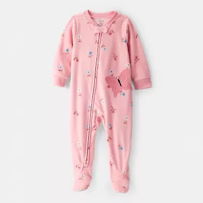 Carter's Baby Girls Fleece Round Neck Long Sleeve Footed Pajamas