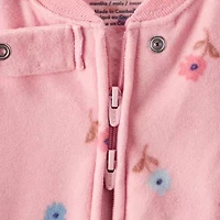 Carter's Baby Girls Fleece Round Neck Long Sleeve Footed Pajamas