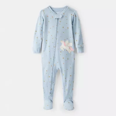 Carter's Baby Girls Footed Rib Round Neck Long Sleeve One Piece Pajama