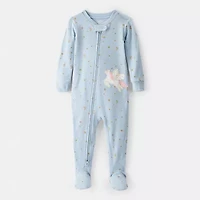 Carter's Baby Girls Footed Rib Round Neck Long Sleeve One Piece Pajama