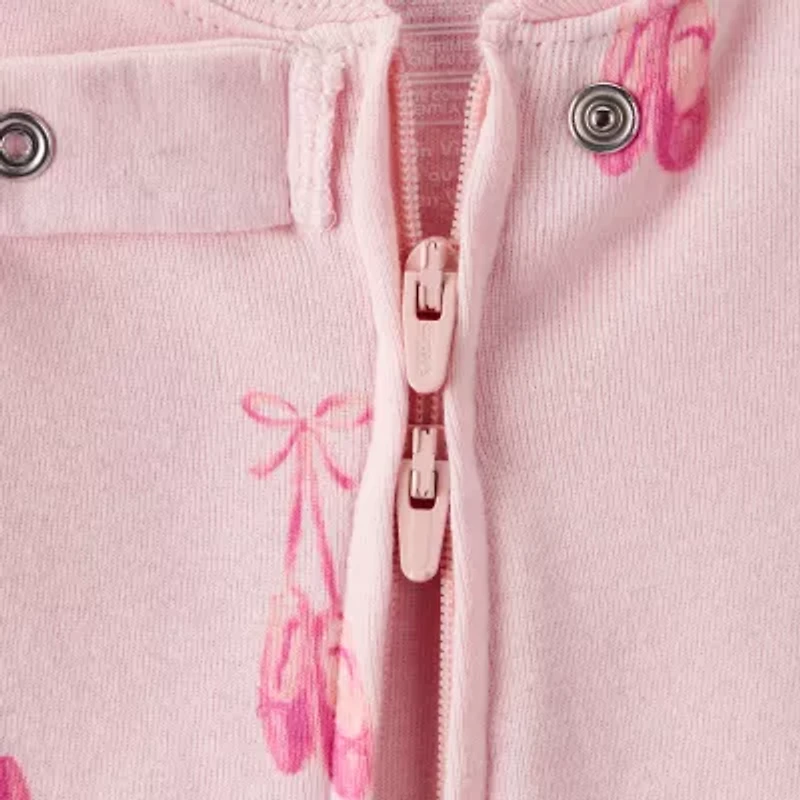 Carter's Baby Girls Footed Rib V Neck Long Sleeve One Piece Pajama