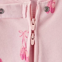 Carter's Baby Girls Footed Rib V Neck Long Sleeve One Piece Pajama