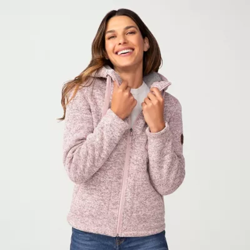 Free Country Womens Fleece Hooded Easy-on + Easy-off Lightweight Jacket