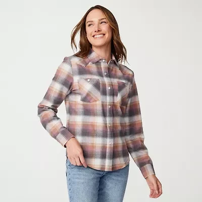 Free Country Womens Easy-on + Easy-off Long Sleeve Regular Fit Flannel Shirt