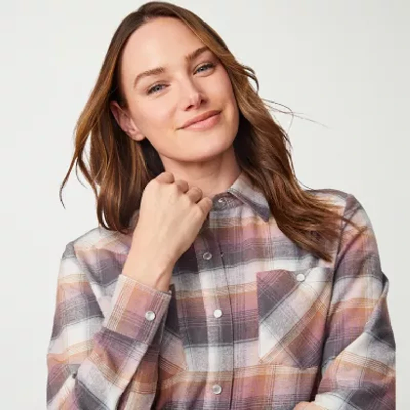 Free Country Womens Easy-on + Easy-off Long Sleeve Regular Fit Flannel Shirt