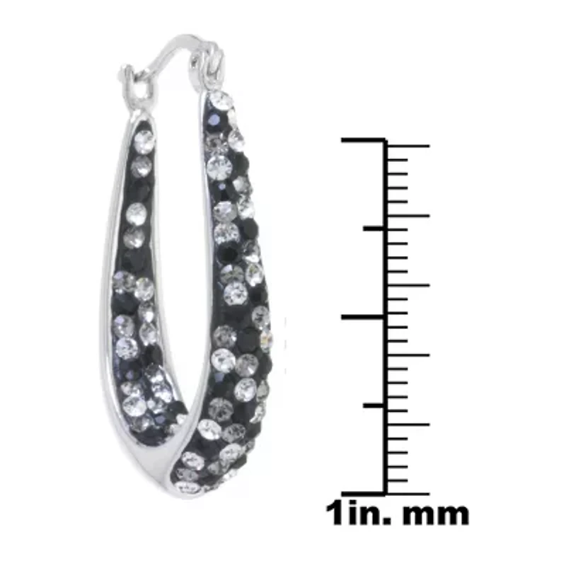 Sparkle Allure Womens Crystal 31.7mm Oval Hoop Earrings