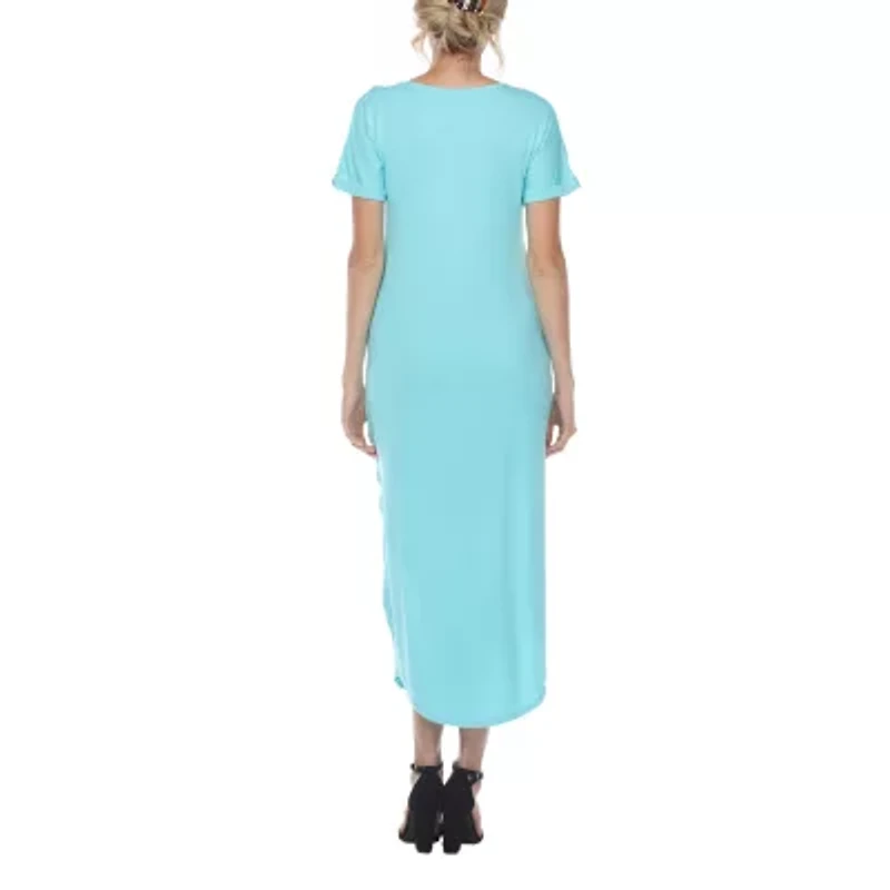 White Mark Womens Short Sleeve Maxi Dress