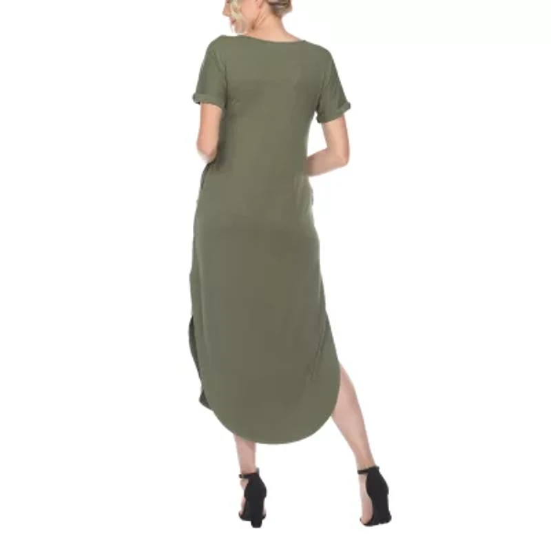 White Mark Womens Short Sleeve Maxi Dress