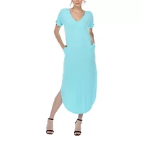 White Mark Womens Short Sleeve Maxi Dress