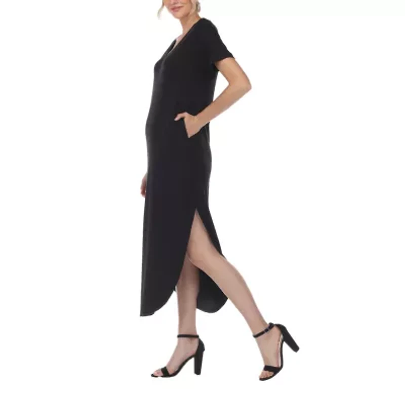 White Mark Womens Short Sleeve Maxi Dress