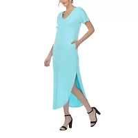 White Mark Womens Short Sleeve Maxi Dress