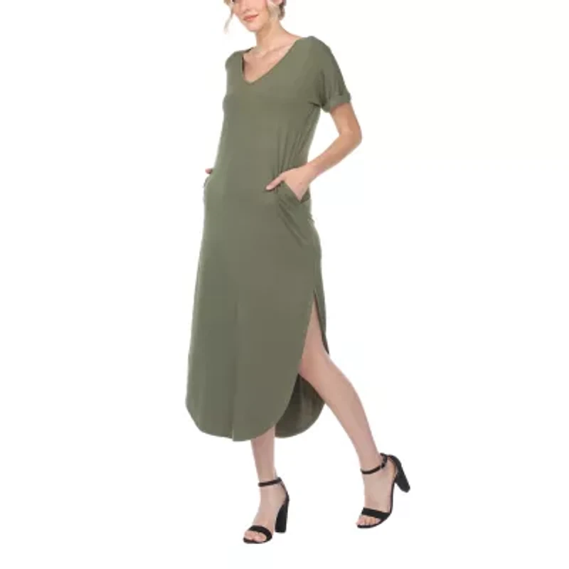 White Mark Womens Short Sleeve Maxi Dress